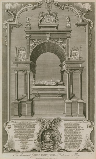 Het monument van Mary Queen of Scots door Hubert Francois Gravelot